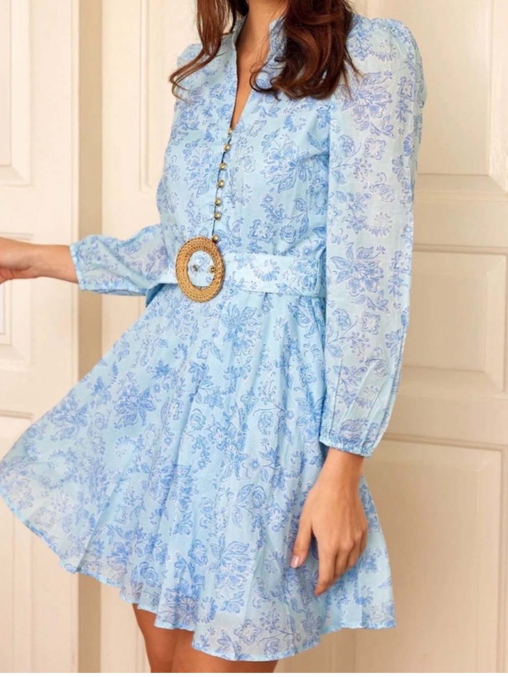Sail to Sable Sky Blue Floral dress, NWT, sz L